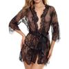 Модный женский сексуальный халат Babydoll, кружевное нижнее белье, пояс + стринги, банный халат