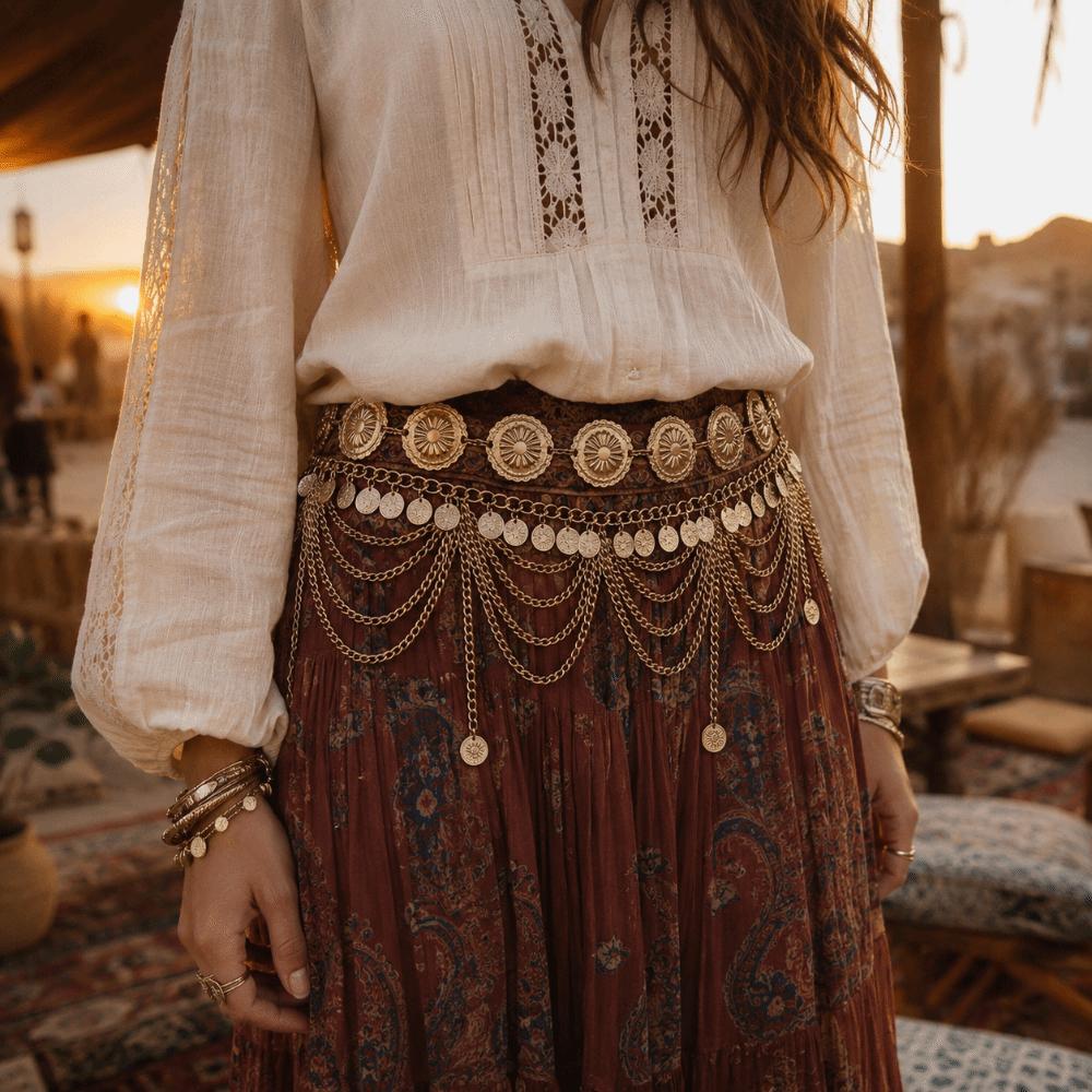 Elegant Fringe Belt Hollow Out Dance Accessories Vintage Multi Layer Waist Chain Belly Dance