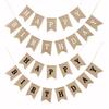 Linen "Happy Birthday" Swallowtail Pennant Flag Decoration