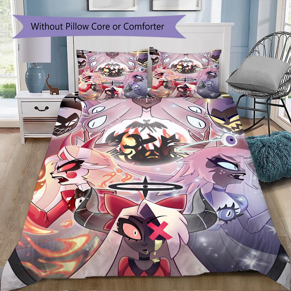 Hazbin Hotel Pattern Bedding,Quilt Set Quilt Cover Pillowcase Home Birthday Gift (1*duvet cover+2*pillowcase,without core)XSJT0917273