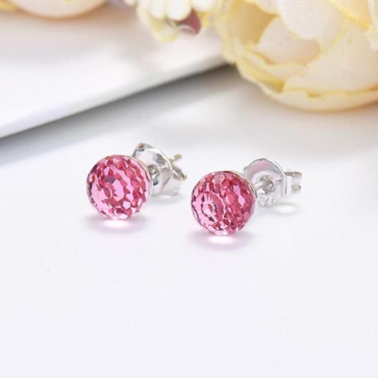 1 пара сережек-гвоздиков с цветными стразами, круглый дизайн, регулируемая посадка