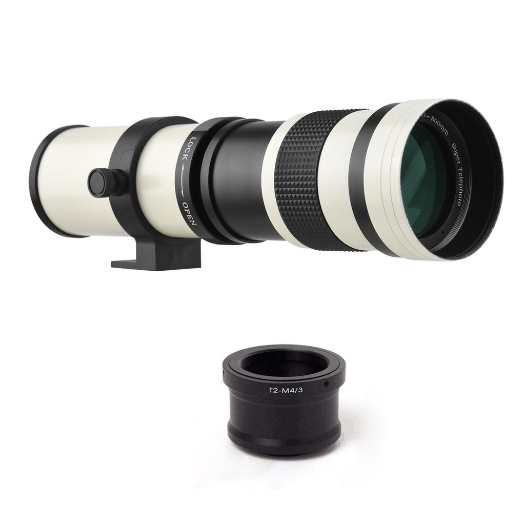 Camera MF Super Telephoto Zoom Lens FCelsius8.3-16 420-800mm T2 Mount with M4Celsius3 Mount Adapter   1Celsius4 Thread Replacement for G9 GH5 II GX