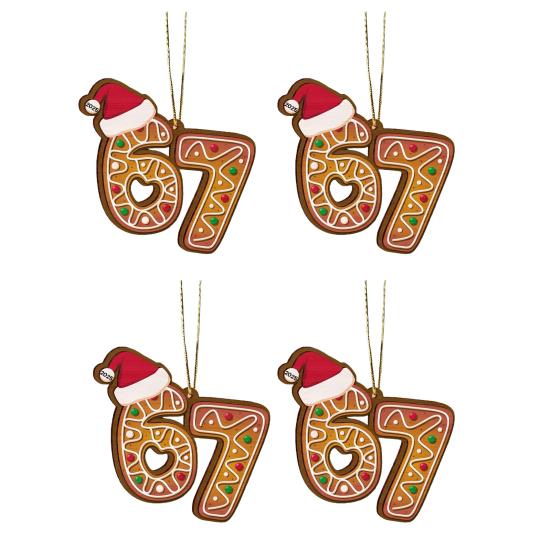 Christmas 67 Acrylic Ornament Six Seven Gingerbread Ornaments Funny 67 Meme Xmas Tree Decorations for Holiday Party Decor