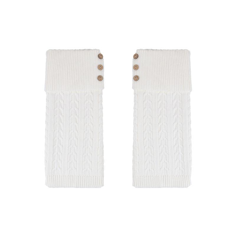 Autumn-Winter Merard Cable Knit Button Leg Warmers - Scrunched Mid-Calf, Thick, Warm, Japanese Retro Style.