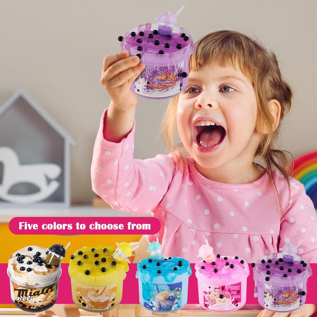 Кристаллическая грязь не прилипает к рукам. Жемчужный молочный чай. Слайм с пузырчатым клеем. Детский набор игрушек. Декомпрессионная цветная грязь.