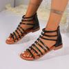 Women's Bohemia Fish Mouth Wedge Sandals Platform Gladiator Shoes with Zipper Summer PU Jelly Shoes for Women Flat Sandals