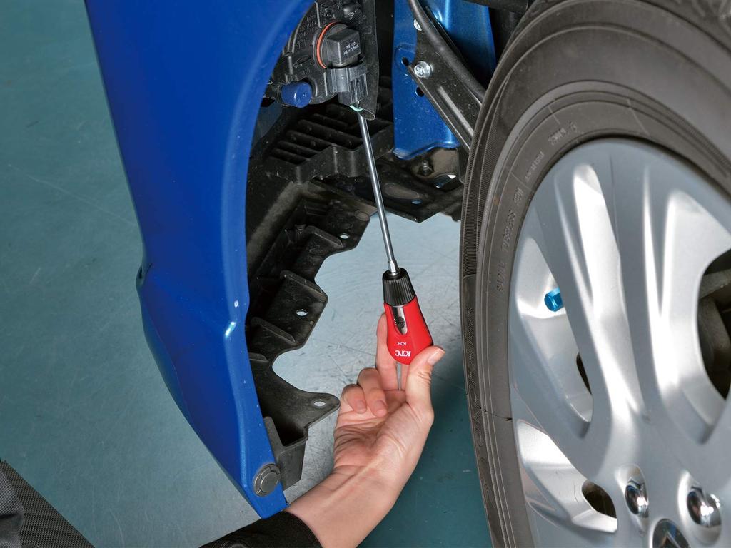Kyoto Machine Tool Headlight Beam Adjustment Wrench for Light Commercial Vehicles and Short Tip Overall Length (KTC) Motorcycles, (Ratchet Type),