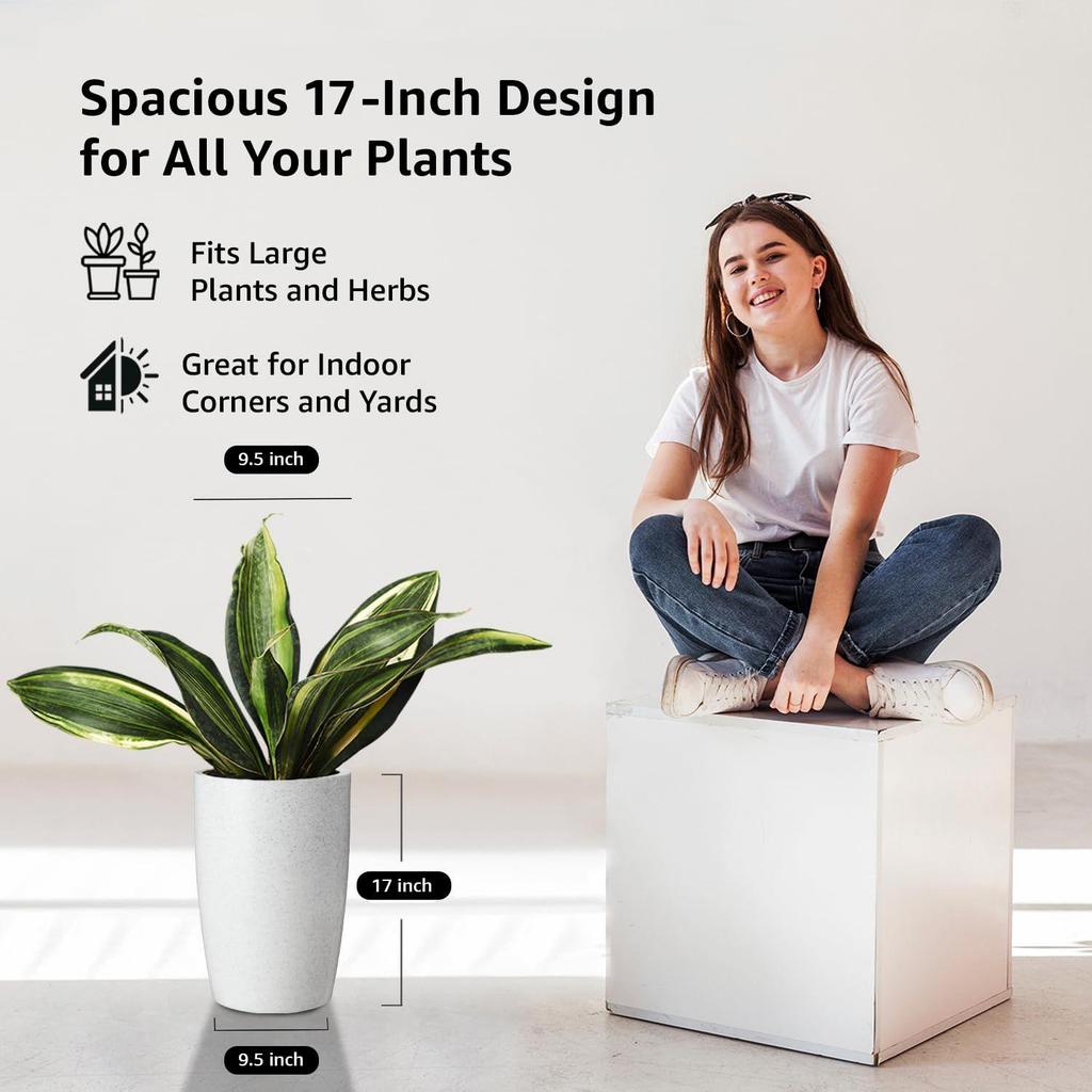 Indoor and Outdoor Round 17.5 Inch/43.5 Cm Quality Flower Planter Pot (Dimensions: 24 X 24 X 43.5 Cm) – Best for Terrace/Home/Office/