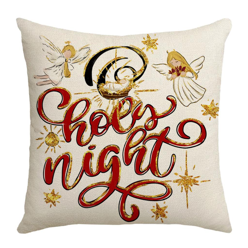 Christmas Series Pillowcase Christmas Holiday Atmosphere Decoration Living Room Sofa Cushion Printed Pillowcase Atmospheric Decorative Linen Pillow