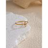 Yhpup Stainless Steel Zircon Ring Women Fashion 18k Gold Plated Jewelry Exquisite Metal Thin Ring For Women