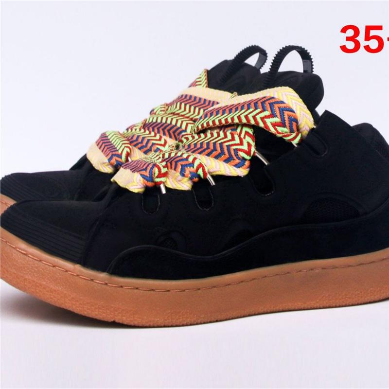 Men'S And Women'S Leather Splicing LaceUp Catwalk Bread Shoes Platform Casual Shoes Curb Trend