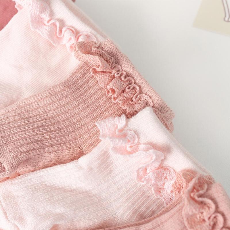 Милые детские носки для девочек, кружевные детские короткие носки с оборками, однотонные нескользящие детские носки с резиновой подошвой