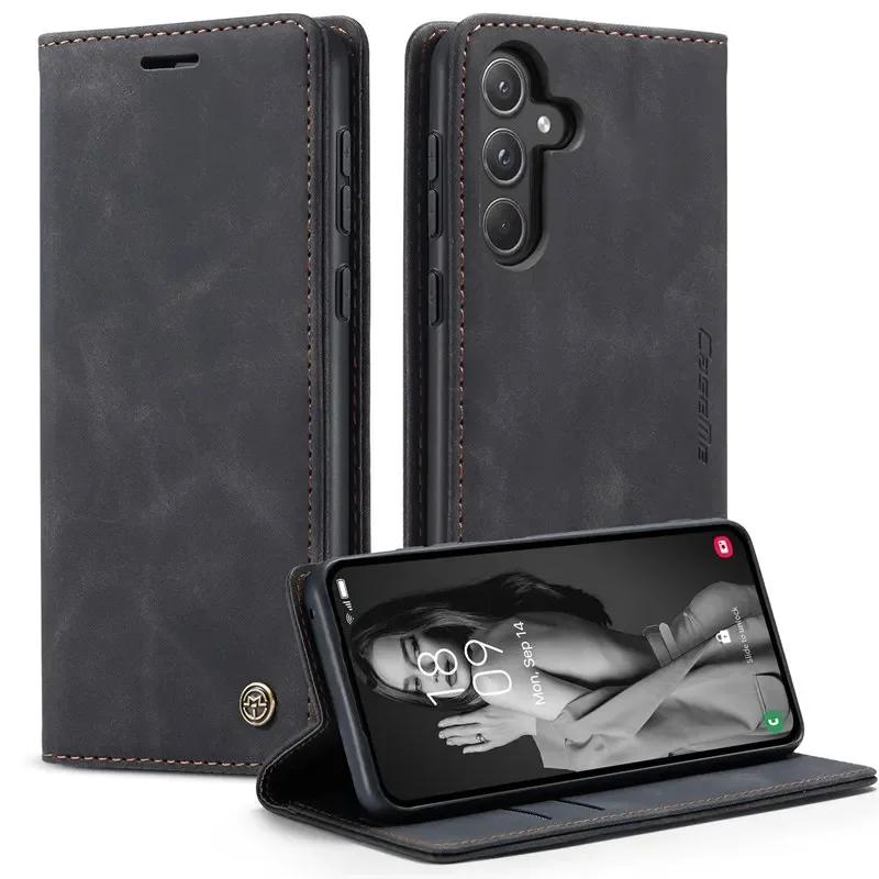 Магнитный кожаный чехол для Samsung A56 A36 A26 A16 A55 A35 A25 A15 A14 A24 A34 A54 A13 A23 A33 A53 A52 Защитный чехол для карт-кошелька