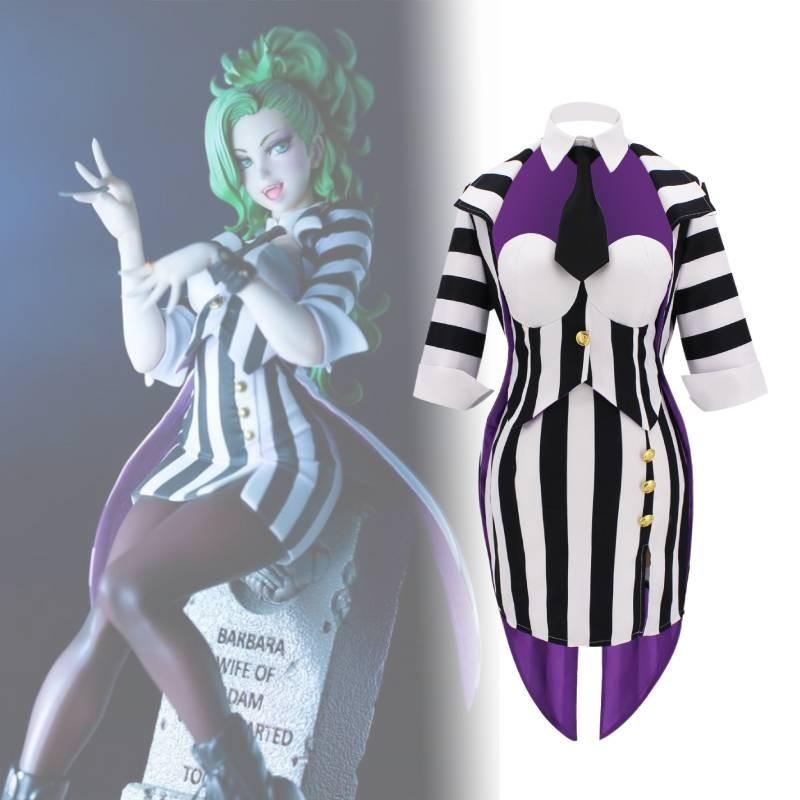 Костюм для косплея в готическом стиле Майкла Китона Битлджус Полиэстеровая ткань