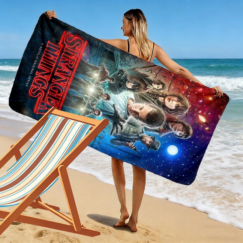 stranger things Print Beach Towel, Large Soft Quick Dry Towel for Beach Camping Swimming