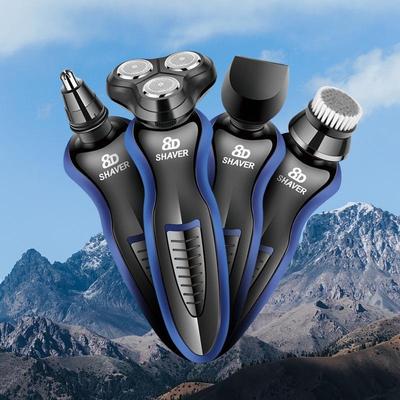 8D перезаряжаемая роторная бритва: Моющаяся бритва для бороды 3 в 1 с тройными головками