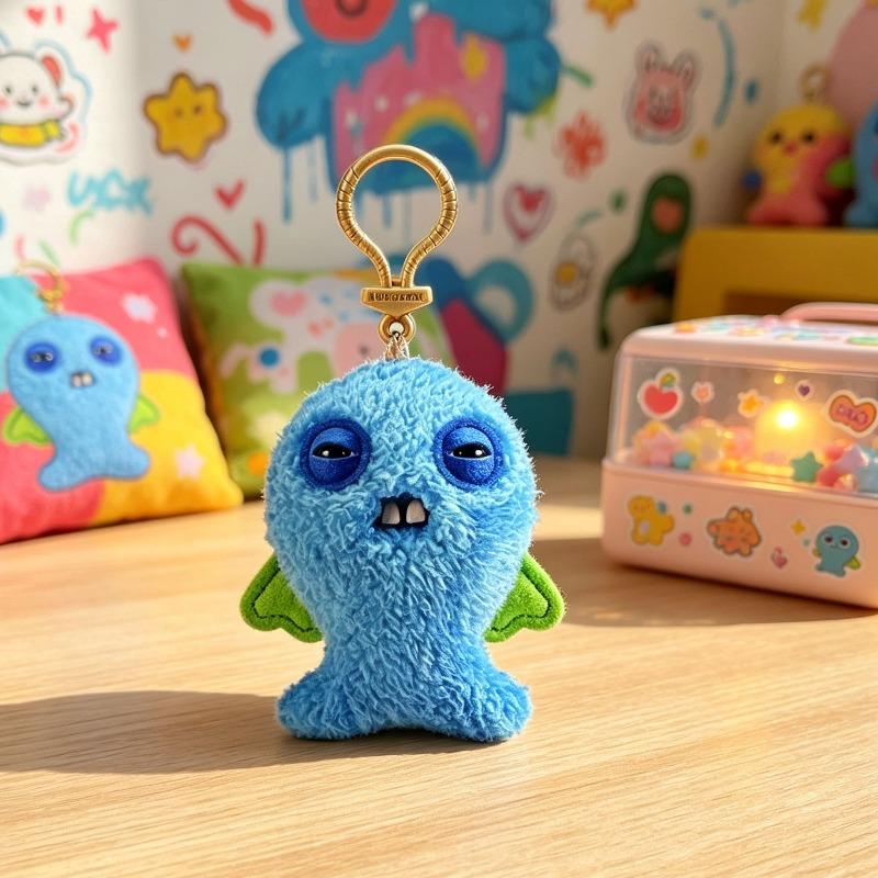 Tooth Monster Keychain Plush Toys ZURU Wide Eyed Weirdo Screech Funny Ugly Tooth Monsters Dolls Pendants Gifts