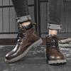 Классические черные зимние ботинки для мужчин, модные высокие кожаные ботинки на платформе, для отдыха на открытом воздухе, нескользящие, на шнуровке, повседневные ботильоны для мужчин