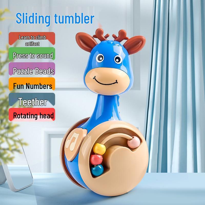 Игрушки для малышей 9-12 месяцев: Мультяшный динозавр и олененок, скользящая неваляшка, успокаивающая игрушка