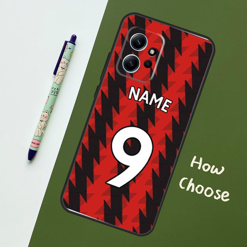 Чехол с индивидуальным номером и именем футболиста для Xiaomi Redmi Note 11 12 10 Pro 8 9 Note 12S 11S 9S 10S Redmi 12C 9C 10C 12