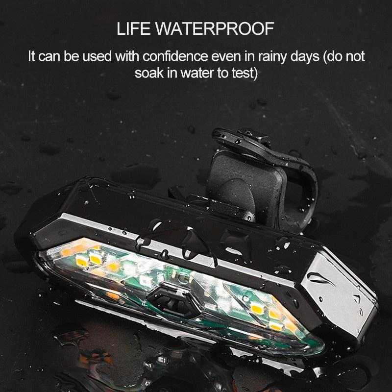 5 Modes USB Rechargeable LED Bike Turning Signal Taillight Waterproof Bicycle Remote Control Warning Lamp