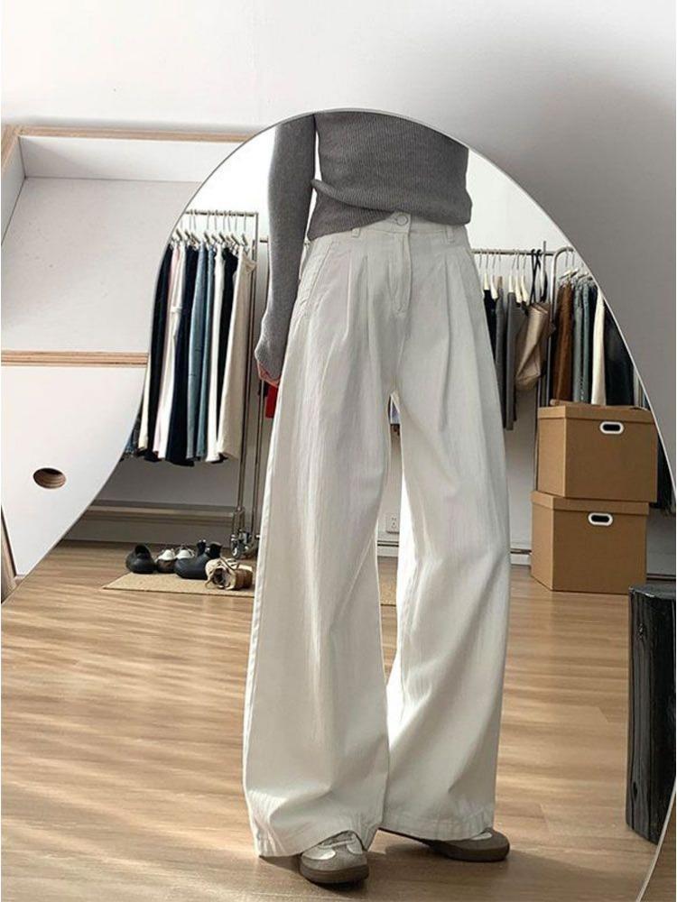 Модные Удобные Свободные Белые Джинсы Широкие Штанины Женские Большого Размера Мускулистые Высокая Талия Прямые Джинсы Брюки Джинсы для Женщин Длинные Джинсовые Штаны