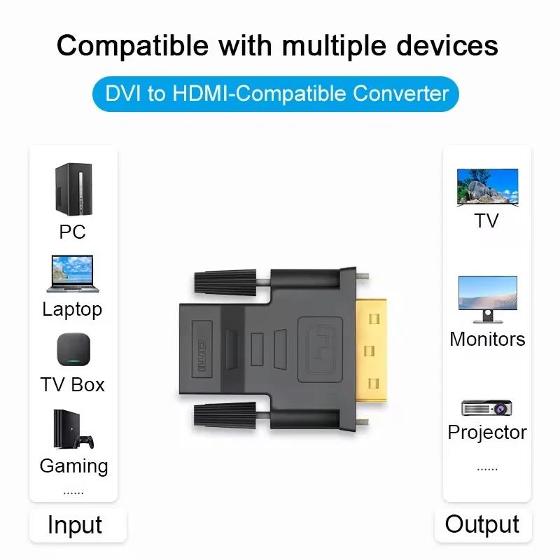1080P DVI to HDMI-compatible Cable Adapter DVI Male to Female Bi-directional Connector Converter For PC TV Box PS4 DVD Projetor