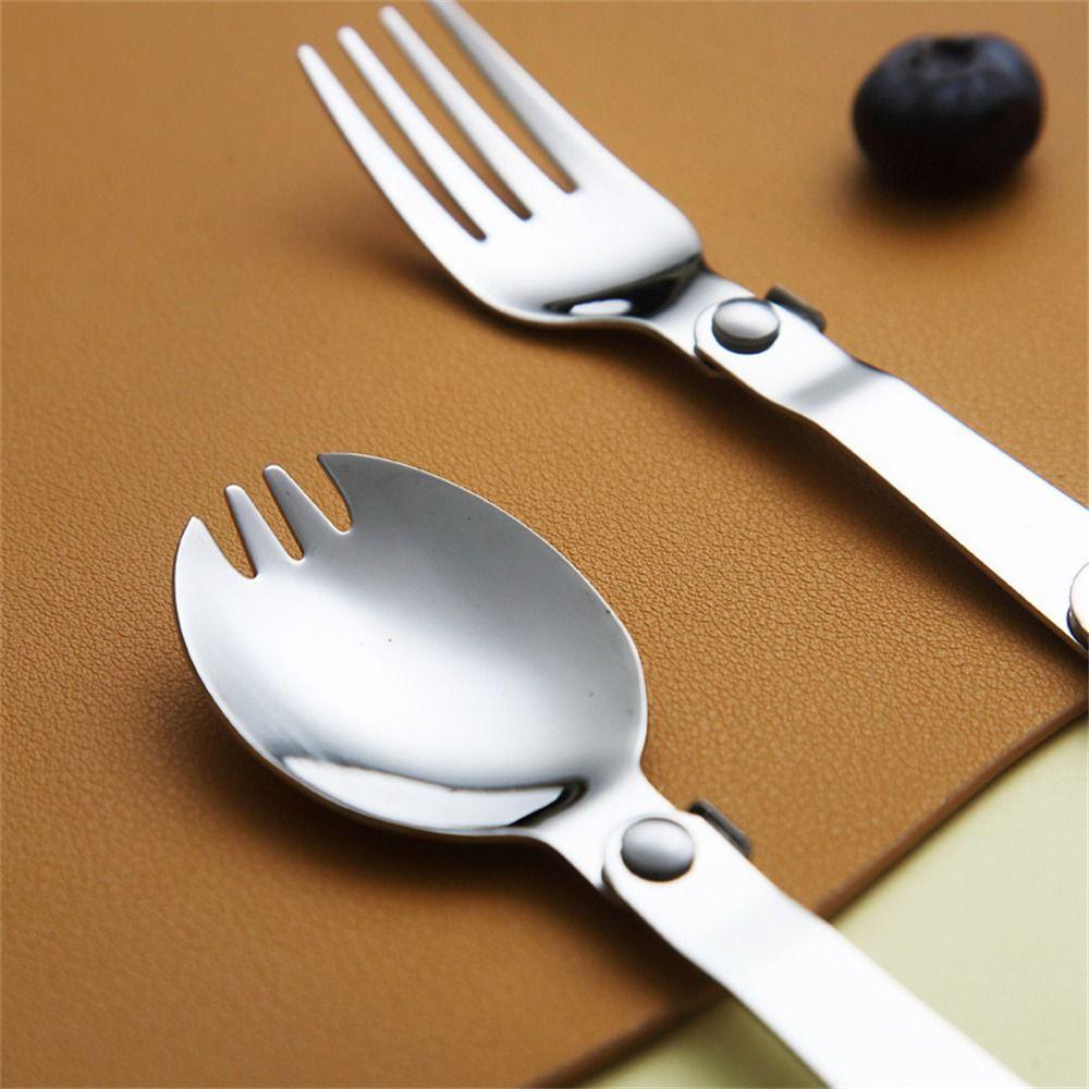 Storage Box 304 Stainless Steel Creative Pocket Spoon Folding Fork Camping Tableware Folding Spoon