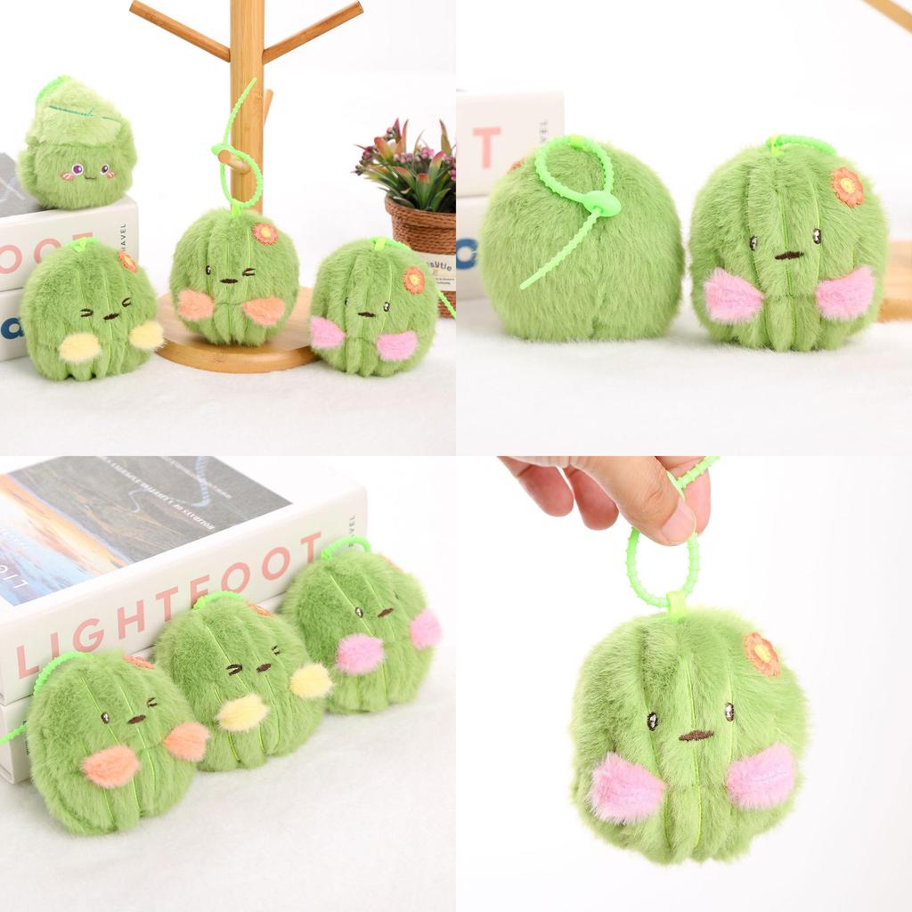 Pink Cactus Plush Doll Keyring With Short Plush Material For Bag Decoration