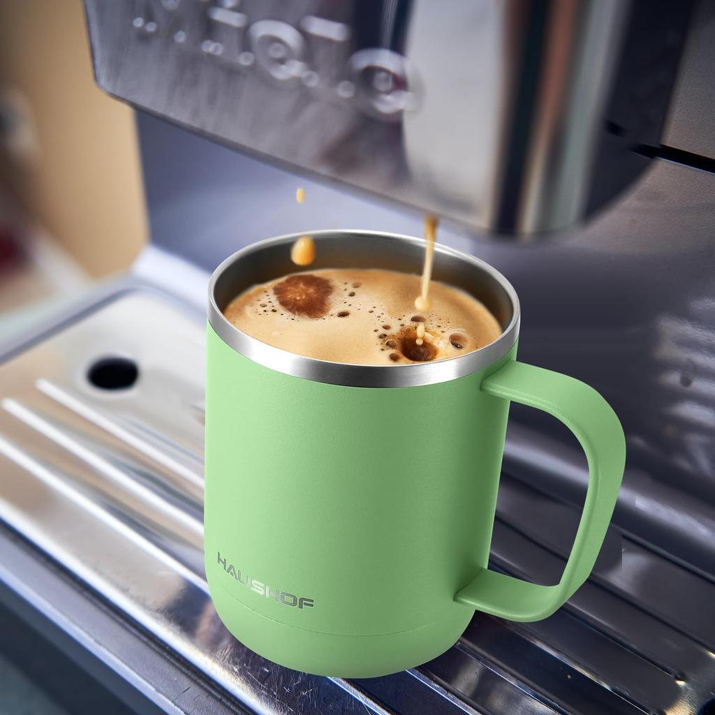 Кружка HAUSHOF из нержавеющей стали с вакуумной изоляцией и крышкой, чашка объемом 300 мл, двойная стенка, переносная кружка, стакан, кружка-бутылка, кружка для магазинов, уличная кружка