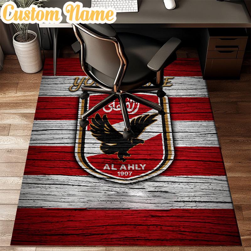 Custom Name Al Ahly Fc Crest Design Rug Office Rug Chair Mat Non Slip Carpet Rugs for Bedrooms Dining Room Living Room Home Decor gifts