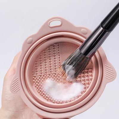 Складная миска для чистки кистей для макияжа, силиконовый портативный инструмент для очистки косметики, подходит для всех размеров набора кистей для макияжа.