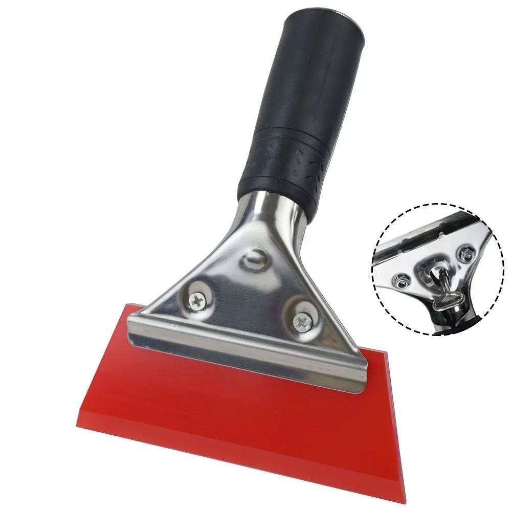 Автомобильный скребок с ручкой из нержавеющей стали, резиновая лопата для снега, скребок для лобового стекла, инструмент для удаления воздушных пузырей с автомобильной пленки