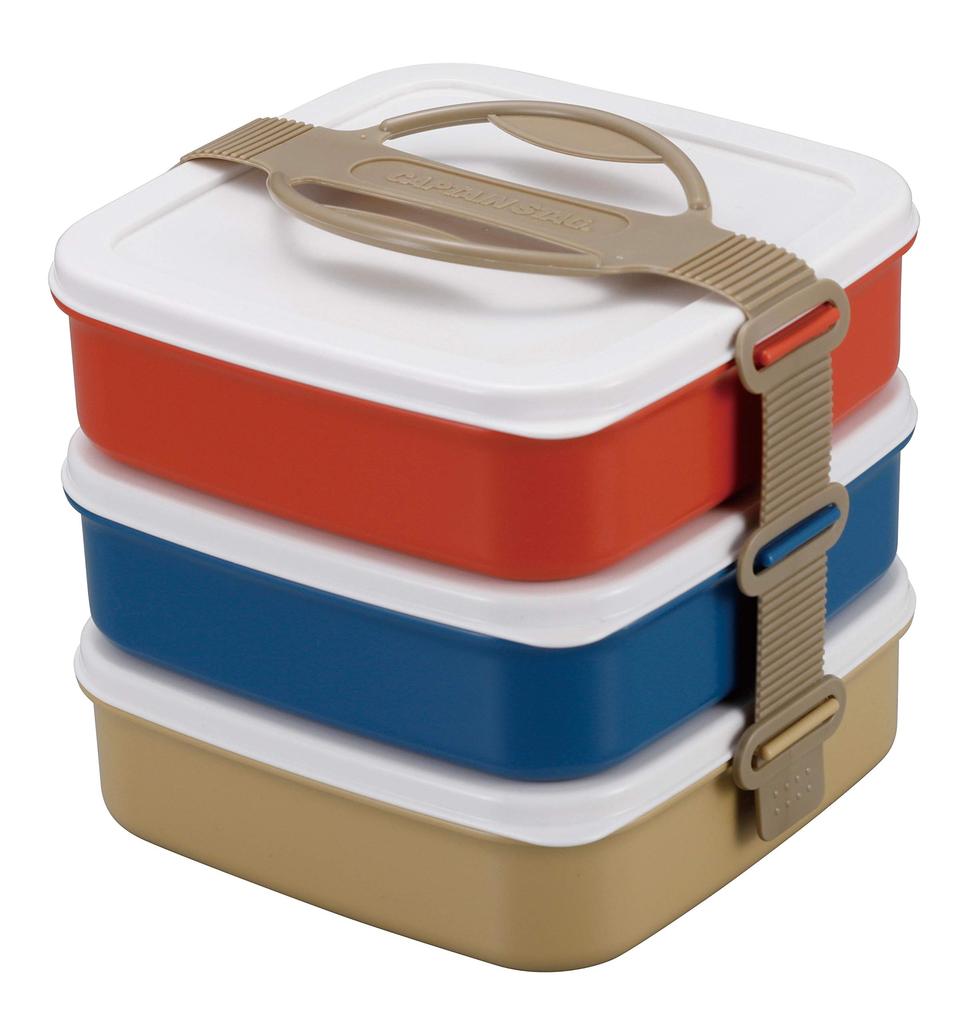 Captain Stag Bento Box Lunch Box Picnic Box 3 Tier Made In Japan Width 180 X Depth 180 X Height 175mm (CAPTAIN STAG) UT-55
