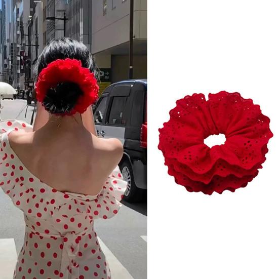 Женская повязка для волос с четырехслойной кружевной отделкой, большая однотонная повязка для волос во французском стиле, аксессуары для волос