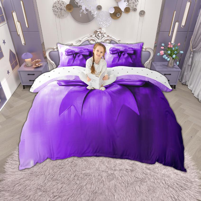 Комплект пододеяльника Homewish Watercolor Bowknot 2 шт./3 шт., Постельное белье с галстуком-бабочкой для девочек, Комплект пододеяльника с лентой-бантом принцессы омбре