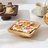 Retro Wooden Tall Tray Multifunctional Round Cake Stand Fruit Plate Cake Display Tray  Party Decor