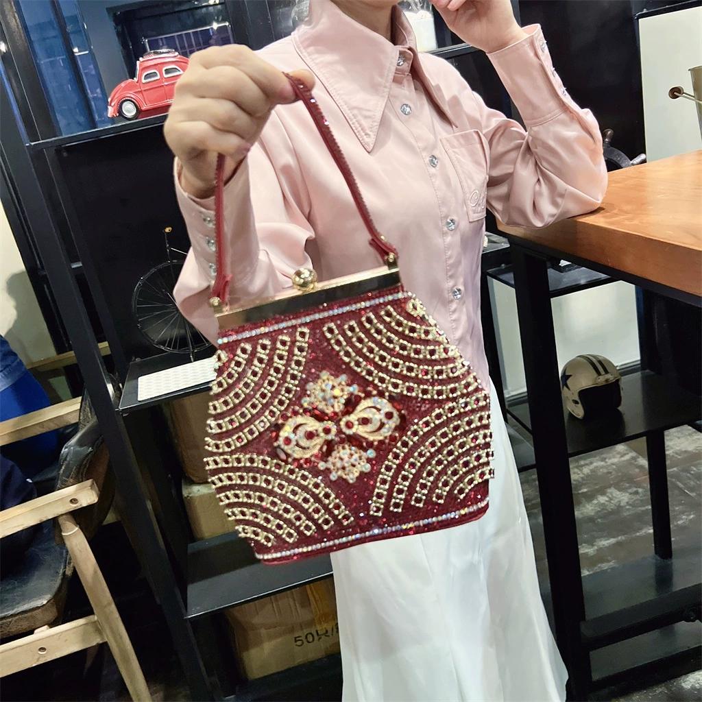 Сумка для ужина, женская сумка через плечо на одно плечо, банкетный комплект с бриллиантами, сумочка