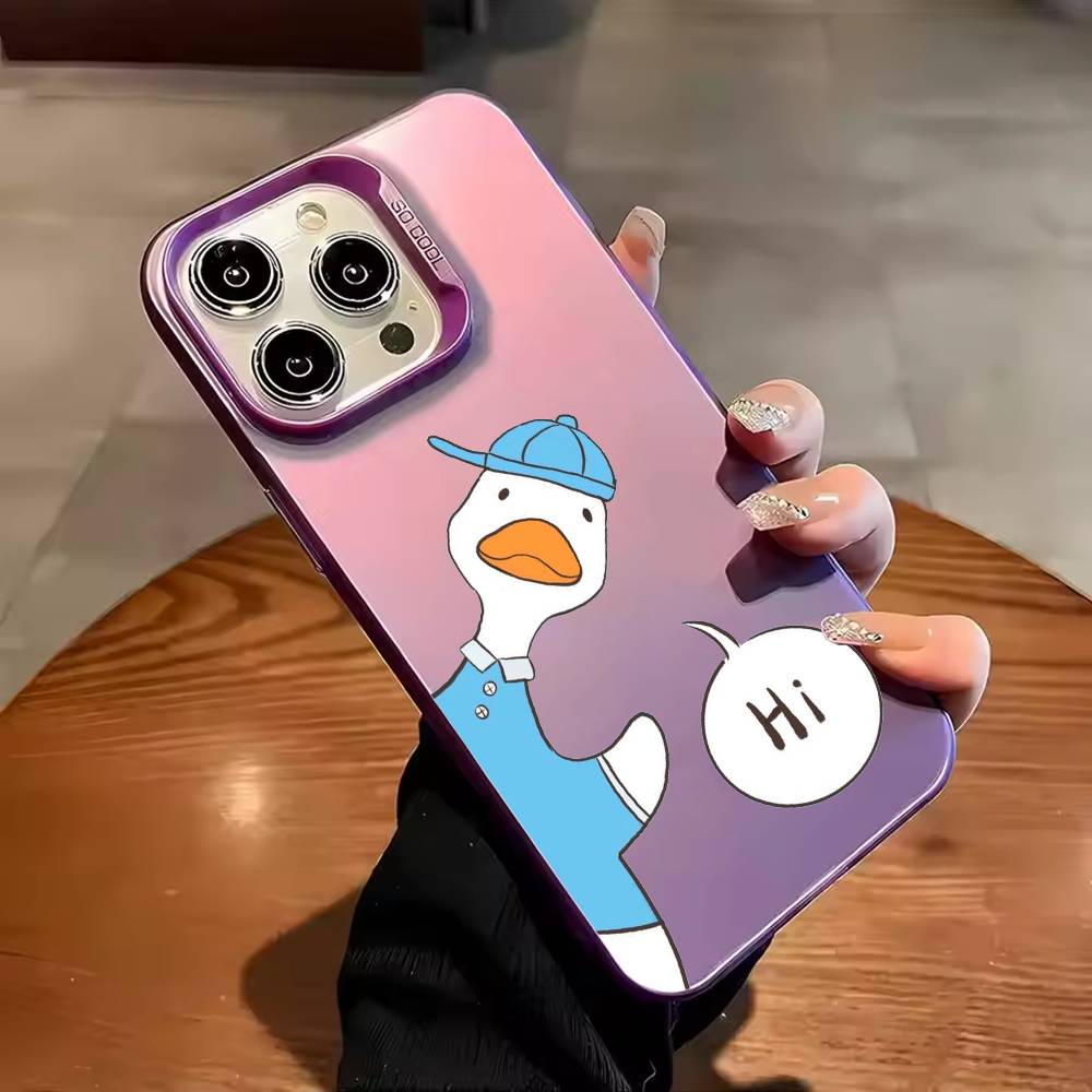 cute duck couple wallpaper Phone Case For iPhone 17,16,15,14,13,12,11,Pro Max,Plus Candy Silver Cover