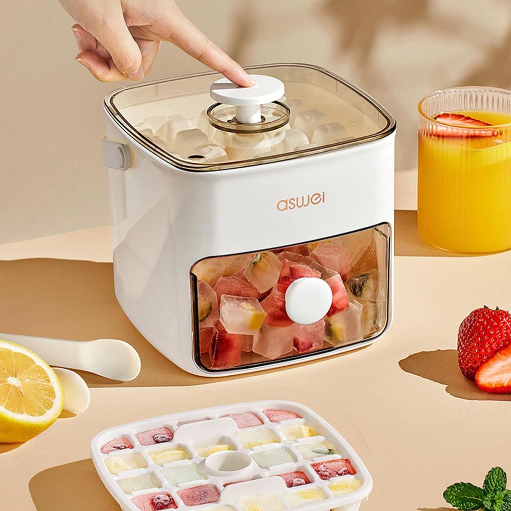 Форма для льда с крышкой и контейнером, многоразовая 2-слойная портативная форма для кубиков льда, не содержит БФА, легко извлекаемая форма на 48 кубиков льда для напитков,