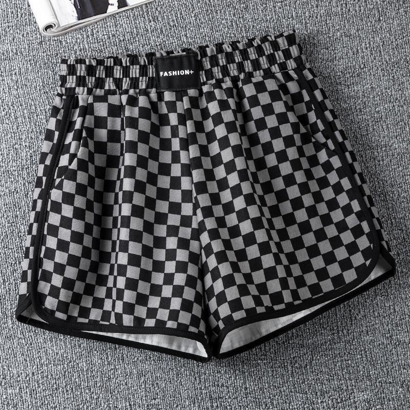 Летние Свободные Большого Размера Новые Нишевые Универсальные Клетчатые Шорты для Женщин