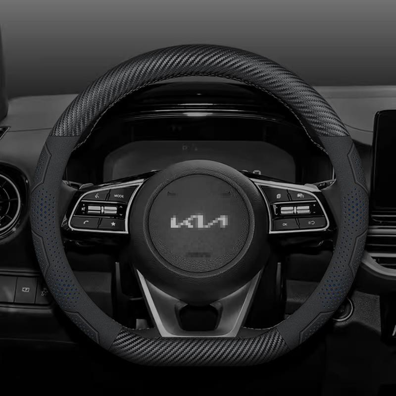 Для Kia K5 Sportage Picanto Xceed Rio Cerato Soul Carens Seltos Углеродное волокно Замша Чехол на руль автомобиля Автоаксессуары