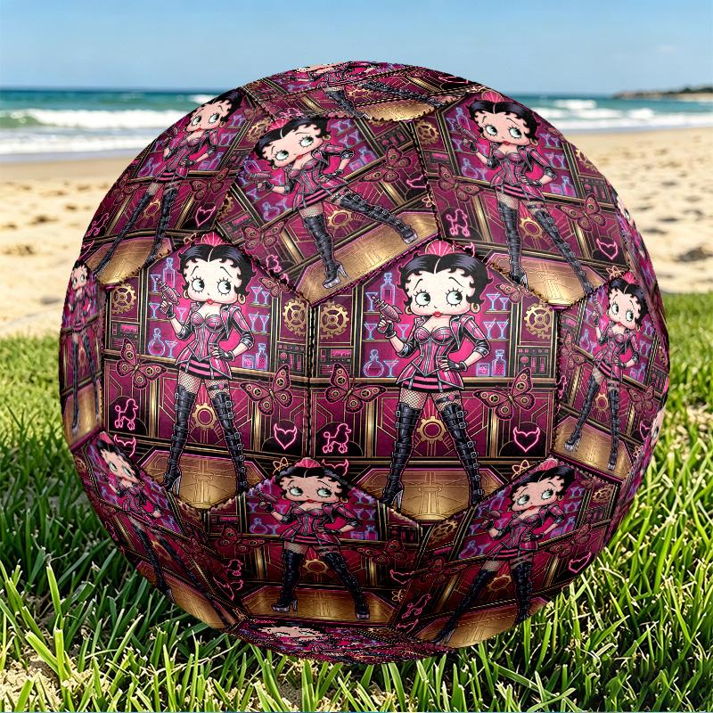 Betty Boop Print Size 5 Soccer Ball, PU Wear Resistant Football for Match Training and Daily Practice, Birthday Gift for Soccer Fans