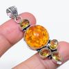 Natural Baltic Amber, Citrine 925 Sterling Silver Jewelry Pendant 2.29" G3R63