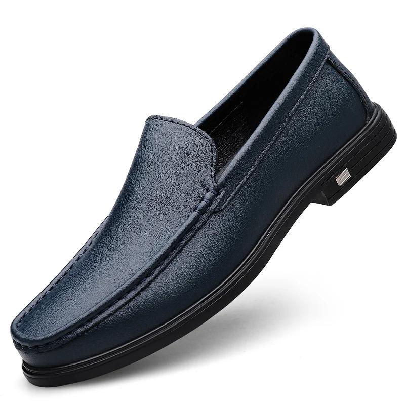 Genuine Leather Men Casual White Gentleman Loafers Slip On Shoes Low Heel Walking Male Comfortable Driving Shoes Brand Moccasins