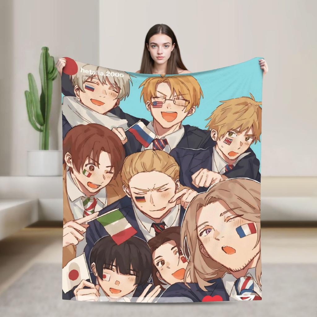APH Italy Hetalia Anime Blanket Fleece Winter Multifunction Super Soft Throw Blanket for Home Travel Rug Piece