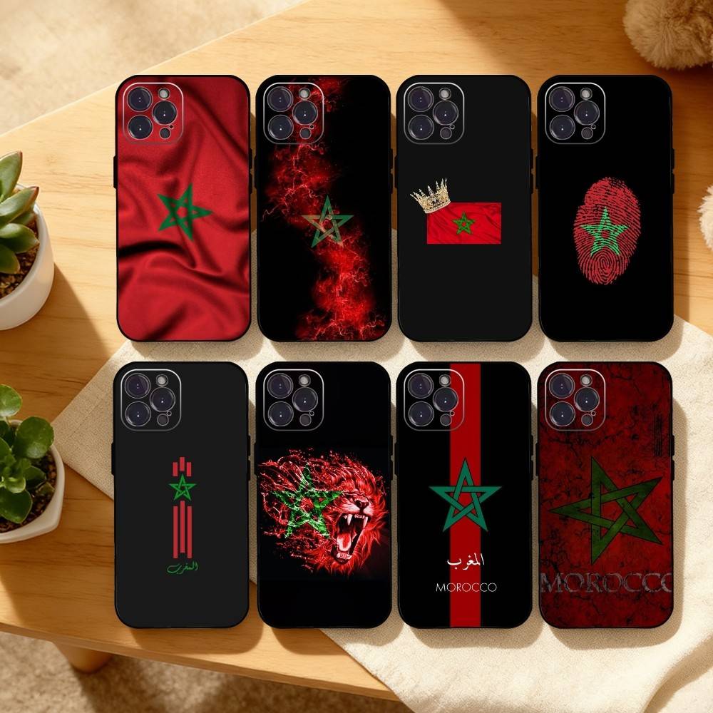 Чехол для телефона Флаг Марокко M- Для iPhone 17, 16, 15, 14, 13, 12, Plus, Pro Max, 5G Другие Мягкий черный чехол