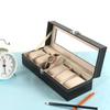 Кожаный ящик для хранения часов с 6 слотами, органайзер, новые механические мужские чехлы-держатели для часов, черные подарочные коробки для ювелирных изделий, чехол