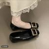 Темпераментная маленькая квадратная голова, фея, металлические пряжки, туфли-лодочки, женские 2025, новая мягкая подошва, толстый каблук, для работы, туфли бабушки