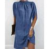 Women's Fashion Round Neck Loose Bat-sleeved O-Neck Dress